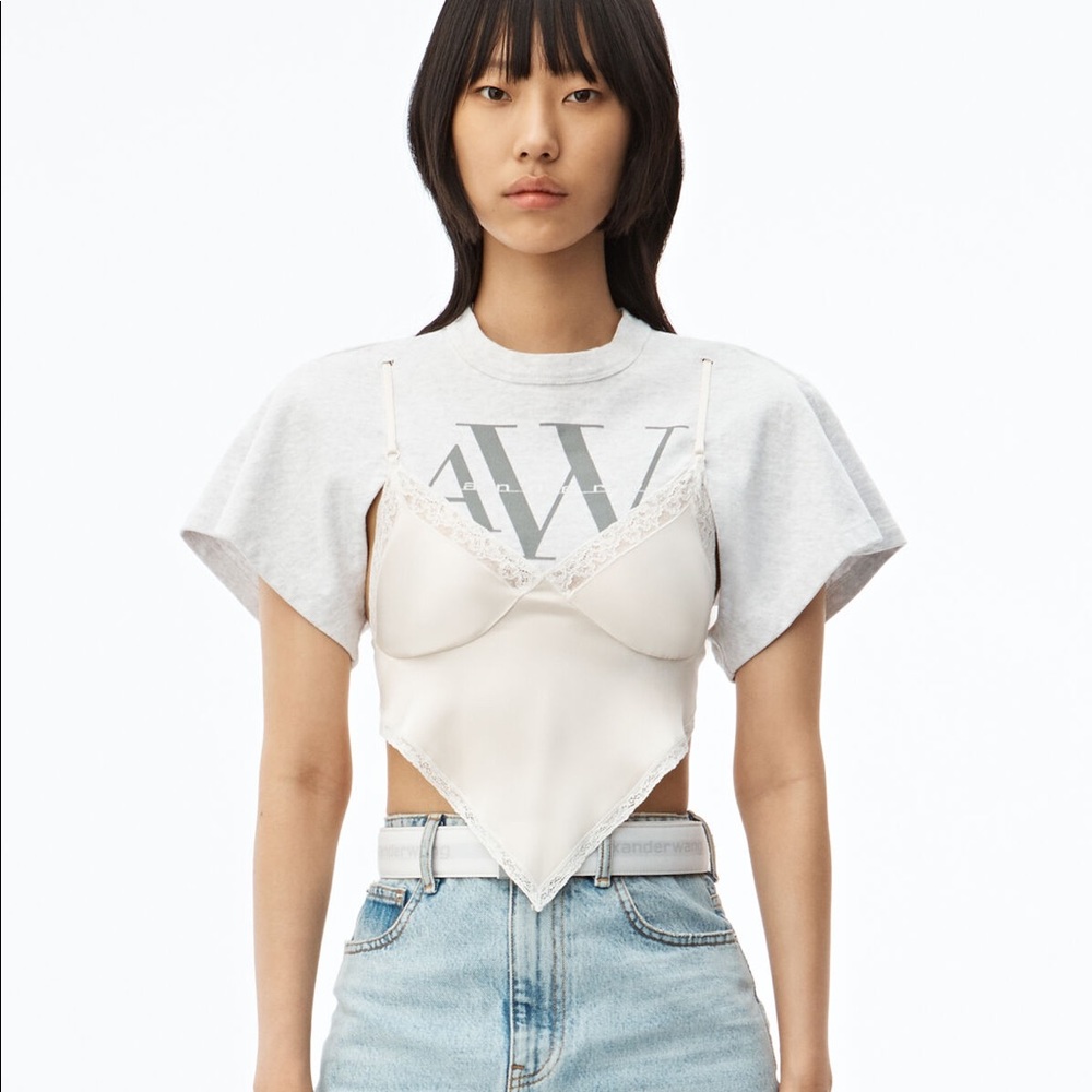 Alexander Wang Cropped Hybrid Cami Tee